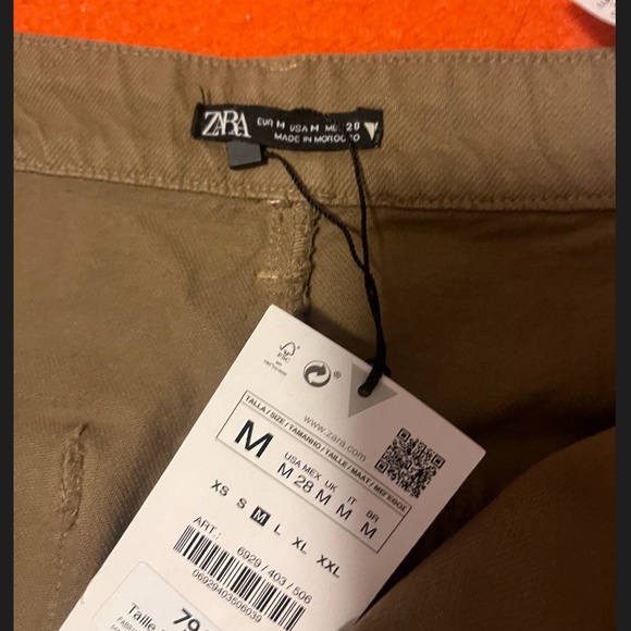 Zara light khaki full length cargo jeans NWT - Picture 5 of 7
